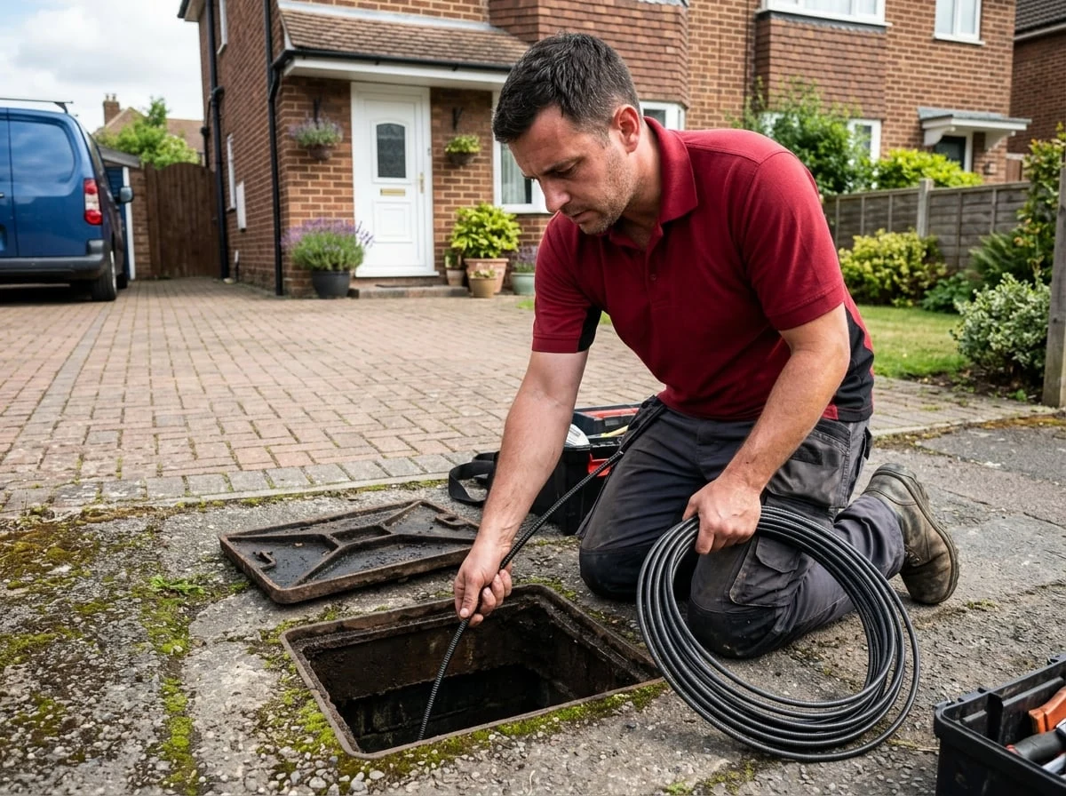 Battersea Plumbers 247 drainage engineer clearing a blocked drain in Battersea